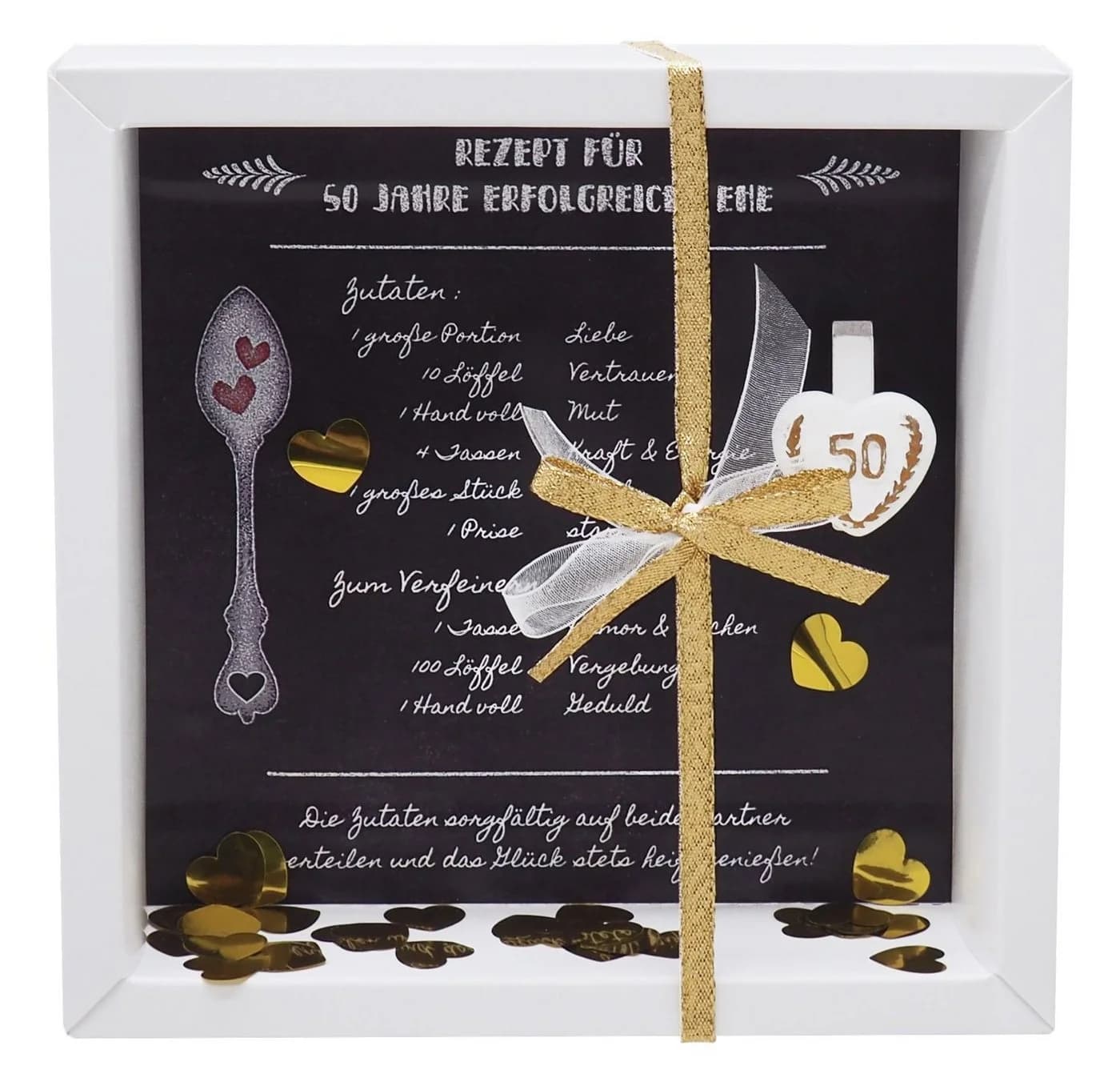 ZauberDeko Geschenkbox Geldgeschenk Goldhochzeit Weiß/Gold - Bild 2