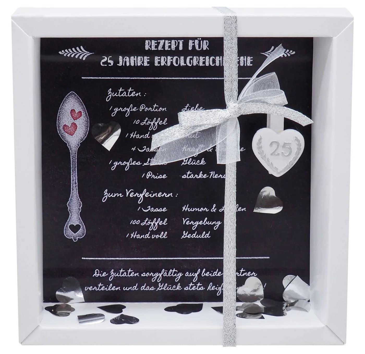 ZauberDeko Geschenkbox Silberhochzeit Weiß/Silber - Bild 2