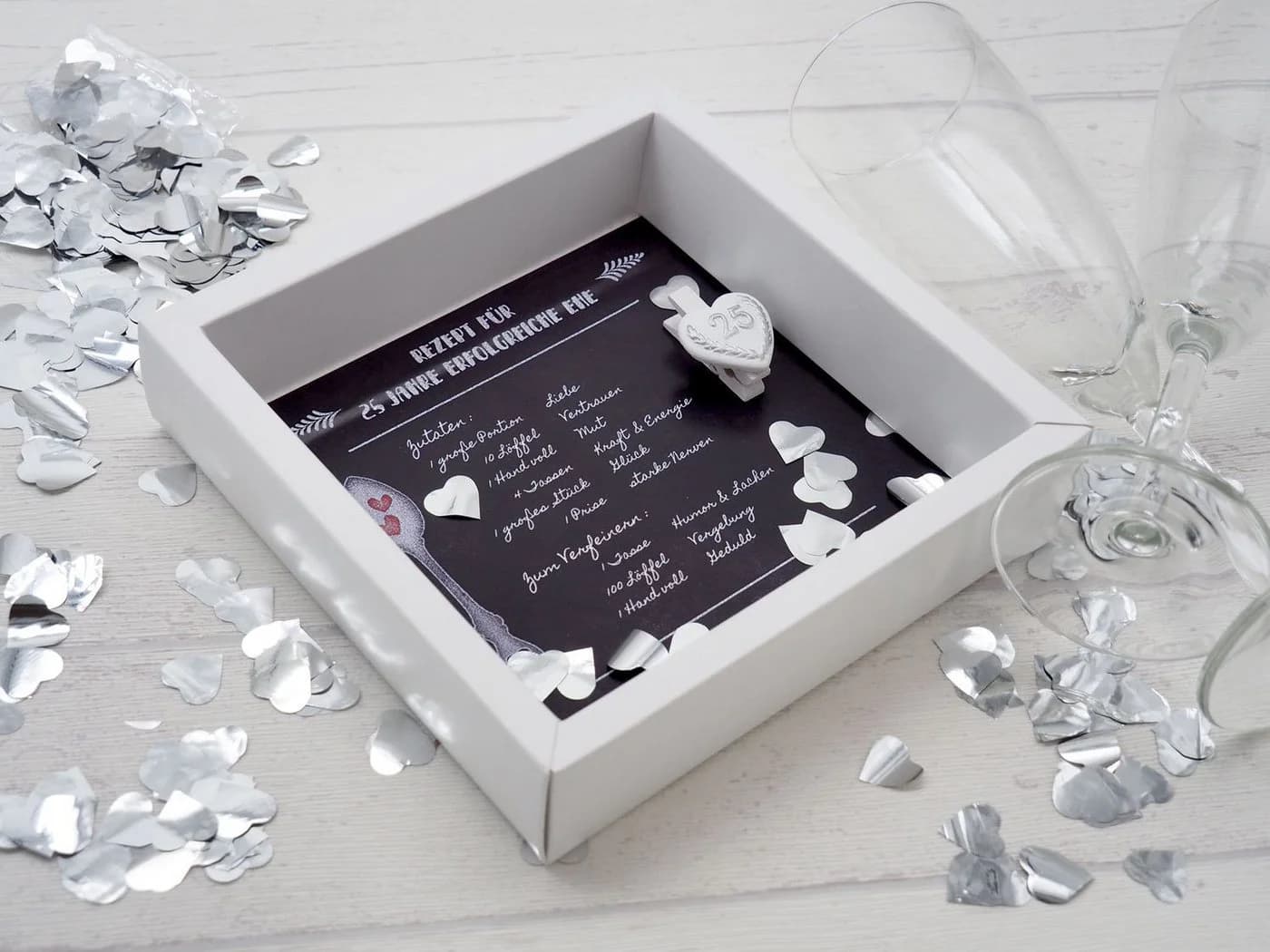 ZauberDeko Geschenkbox Silberhochzeit Weiß/Silber - Bild 3