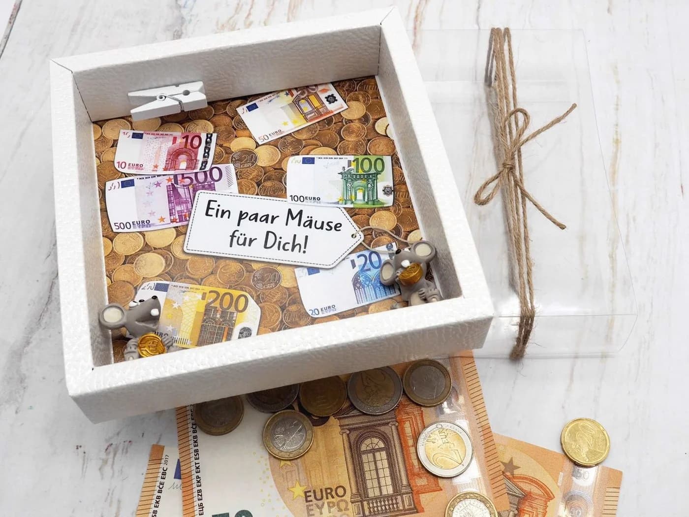 ZauberDeko Geschenkbox Geldgeschenk Verpackung Weiß Transparent