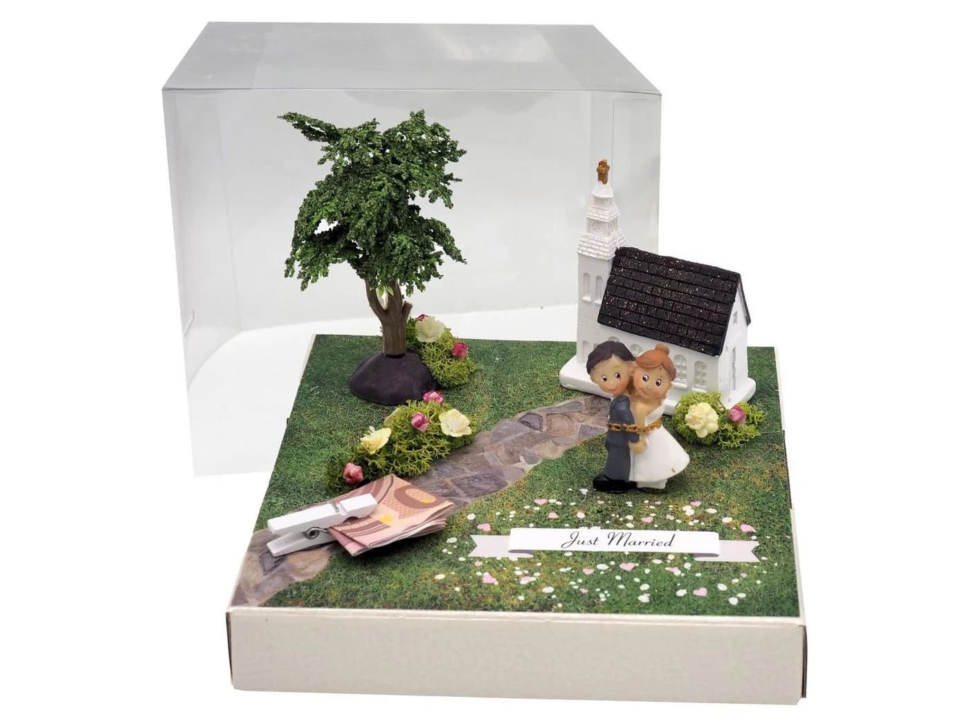 ZauberDeko Geldgeschenkbox Hochzeit Kirche Weiß Bunt - Bild 2