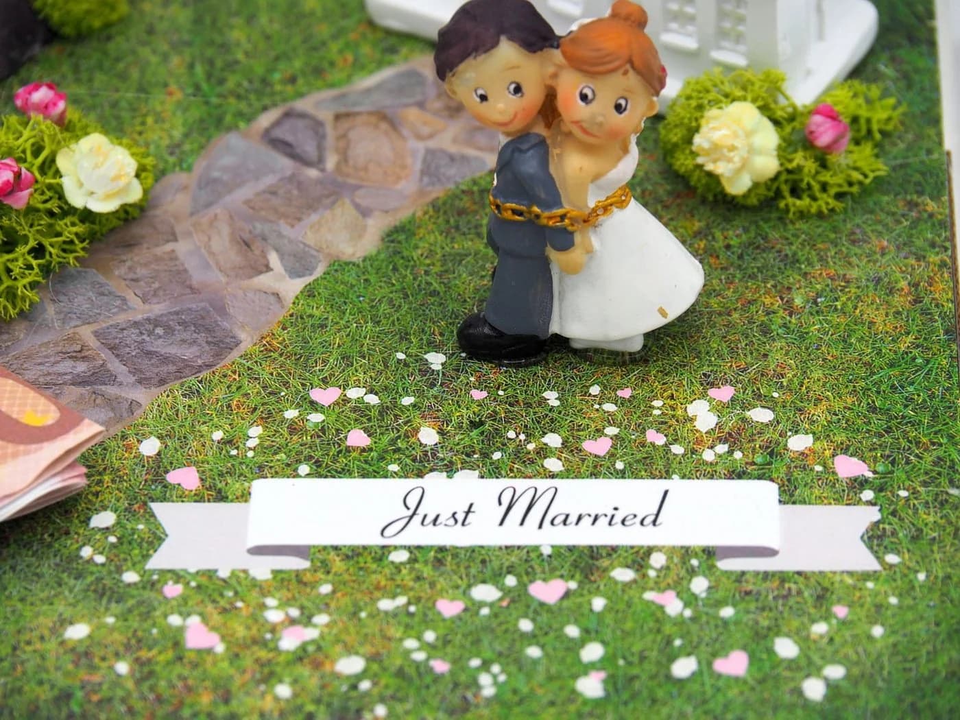 ZauberDeko Geldgeschenkbox Hochzeit Kirche Weiß Bunt - Bild 5