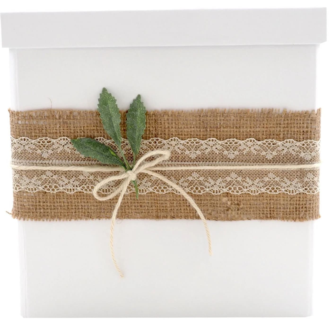 ZauberDeko Kartenbox Briefbox Rustikal Vintage Jute Spitze