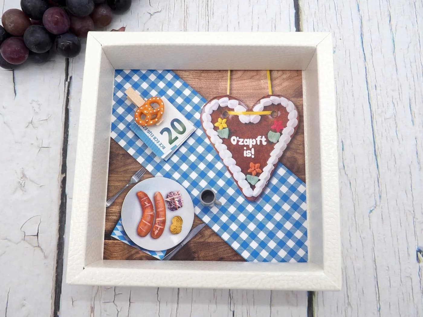 ZauberDeko Geldgeschenkbox Oktoberfest Beige/Blau - Bild 4