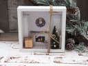 ZauberDeko Geschenkbox Geldgeschenk Weihnachten Kamin LED Lichterkette Weiß Bild 1