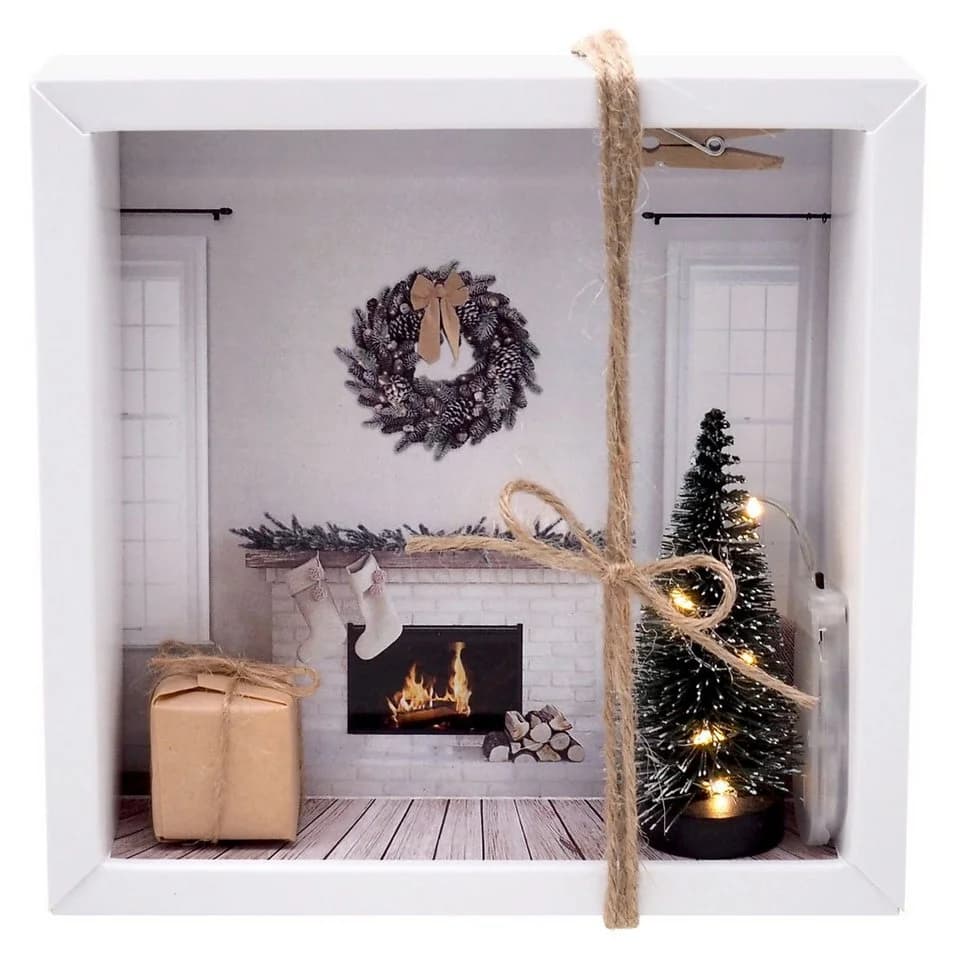 ZauberDeko Geschenkbox Geldgeschenk Weihnachten Kamin LED Lichterkette Weiß - Bild 2