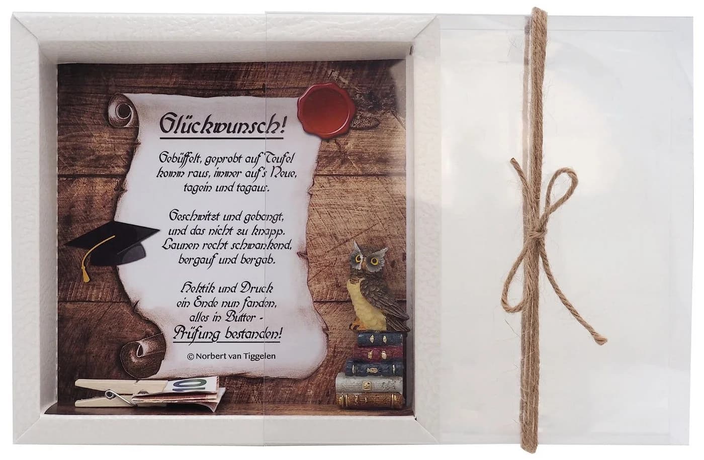 ZauberDeko Geschenkbox Geldgeschenk Prüfung Eule Beige