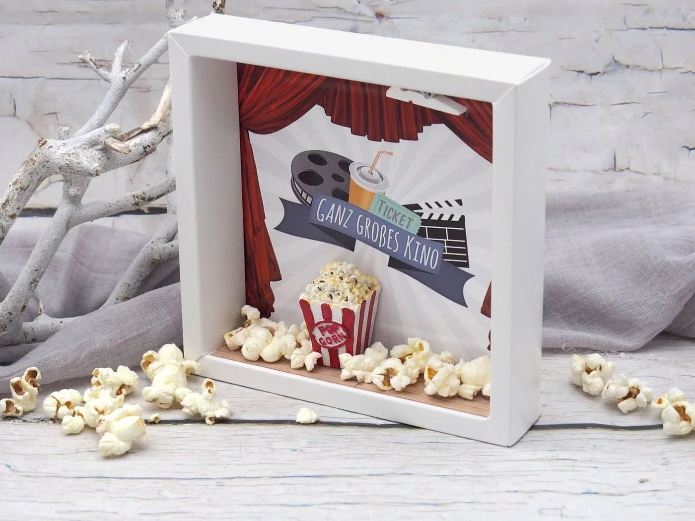 ZauberDeko Geschenkbox Geldgeschenk Verpackung Kino Popcorn Weiß Transparent - Bild 4