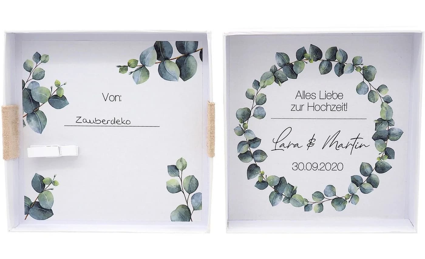 ZauberDeko Geschenkbox Geldgeschenk Hochzeit Weiß Personalisiert - Bild 3
