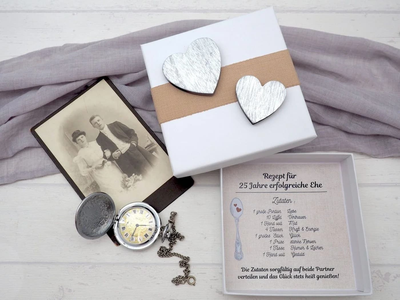 ZauberDeko Geschenkbox Geldgeschenk Silberhochzeit Silber - Bild 3