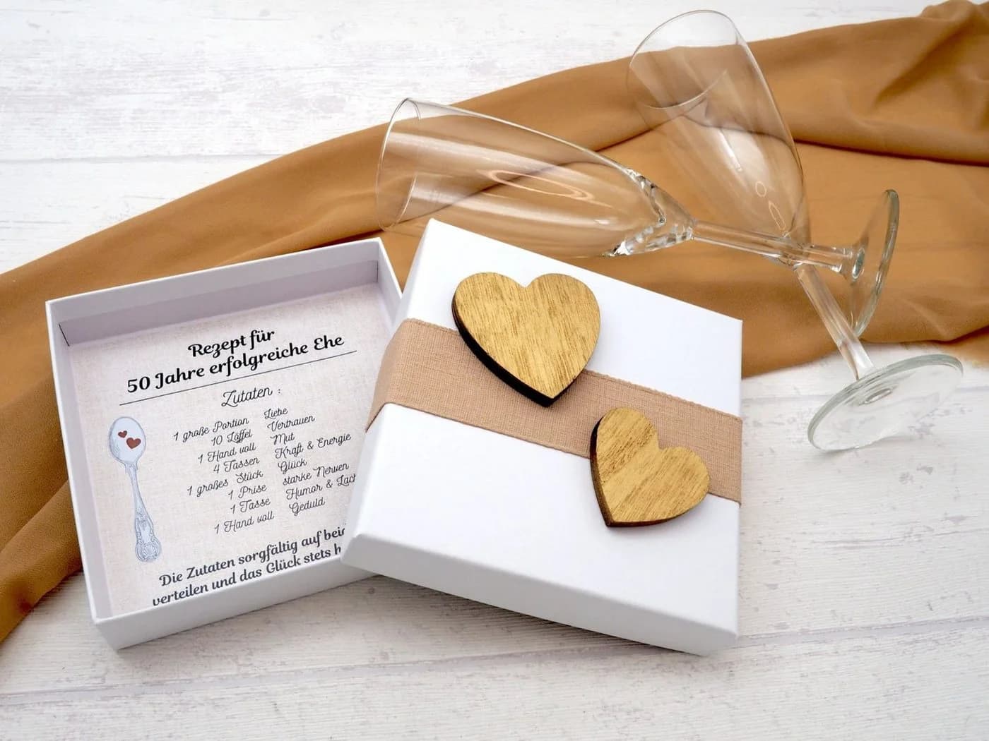 ZauberDeko Geschenkbox Gold Hochzeit 50 Jahre Ehe Geldgeschenk Verpackung - Bild 4