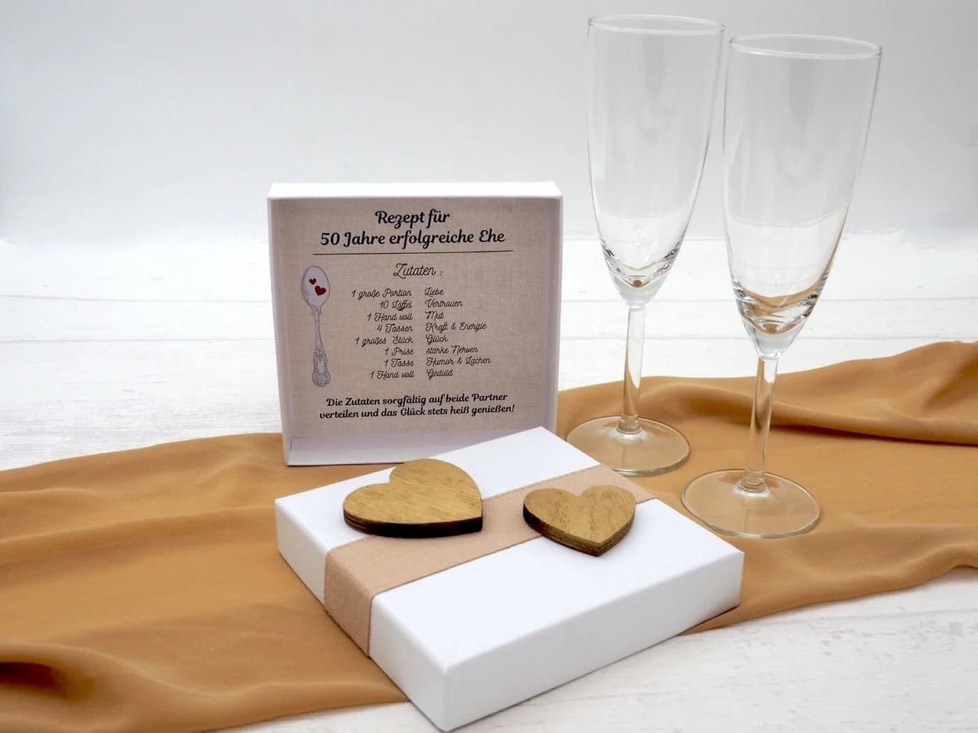 ZauberDeko Geschenkbox Gold Hochzeit 50 Jahre Ehe Geldgeschenk Verpackung - Bild 5
