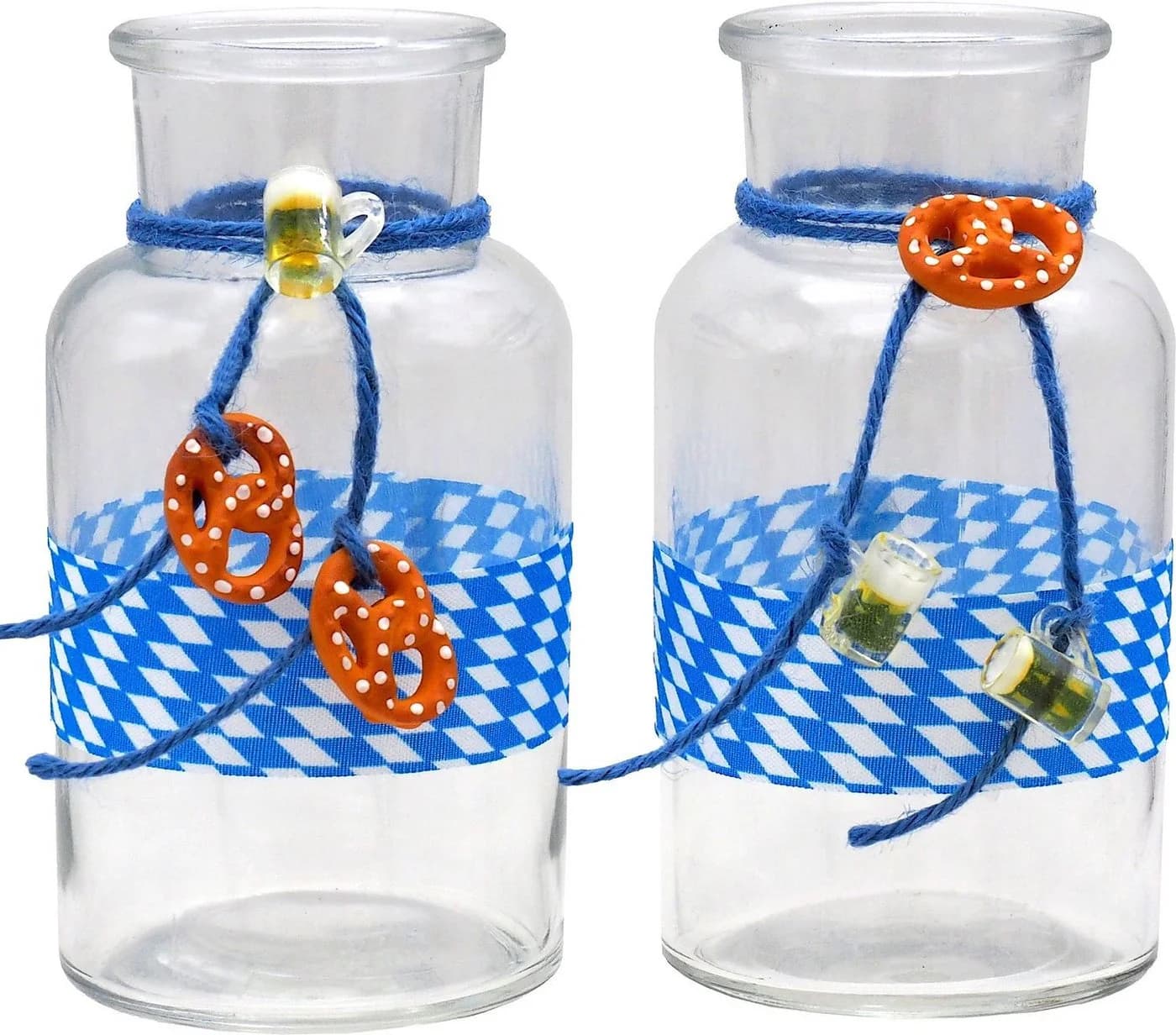 ZauberDeko Tischvase Oktoberfest Blau-Weiß mit Bierkrug & Brezel - Bild 2