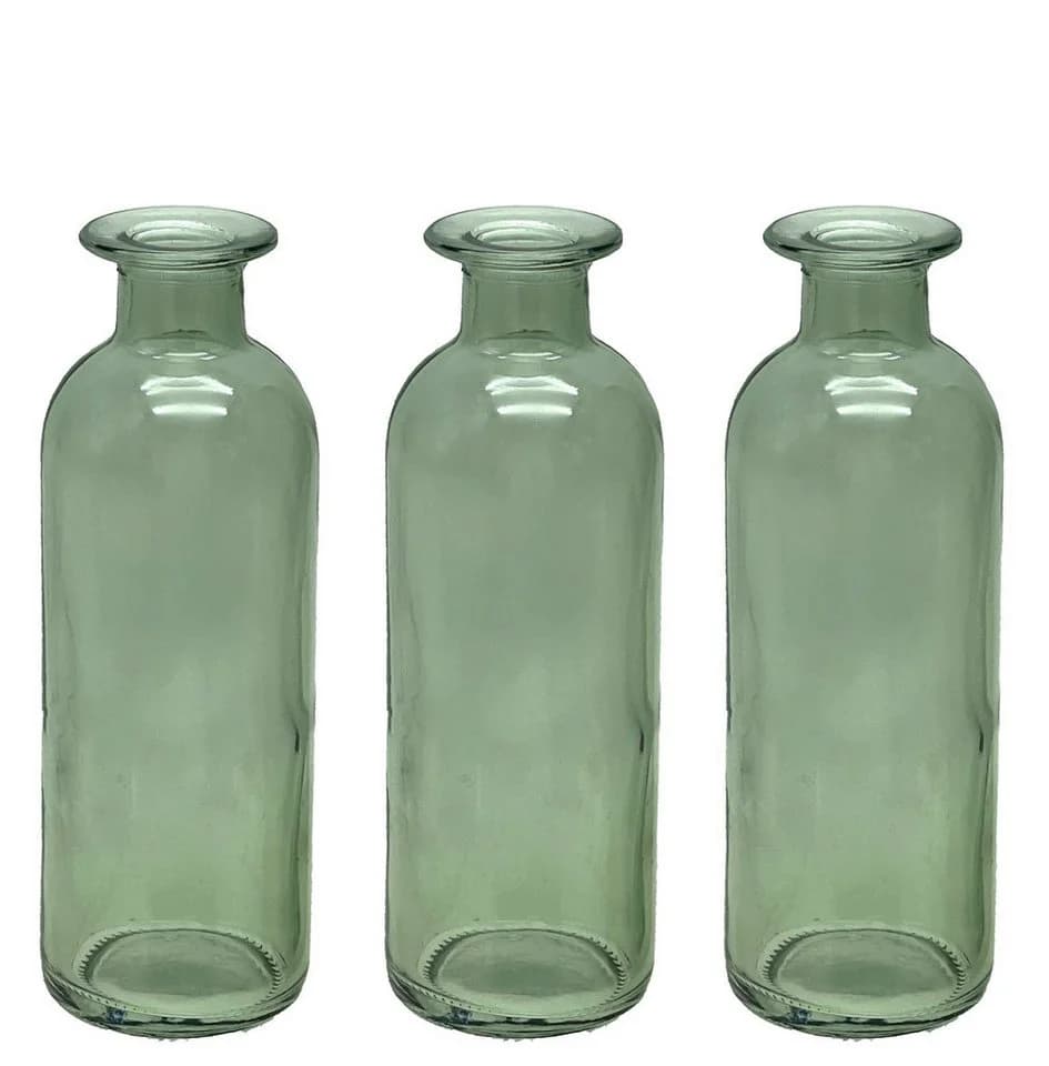 ZauberDeko 3-Vasen-Set Salbeigrün Glas Blumenvasen - Bild 2