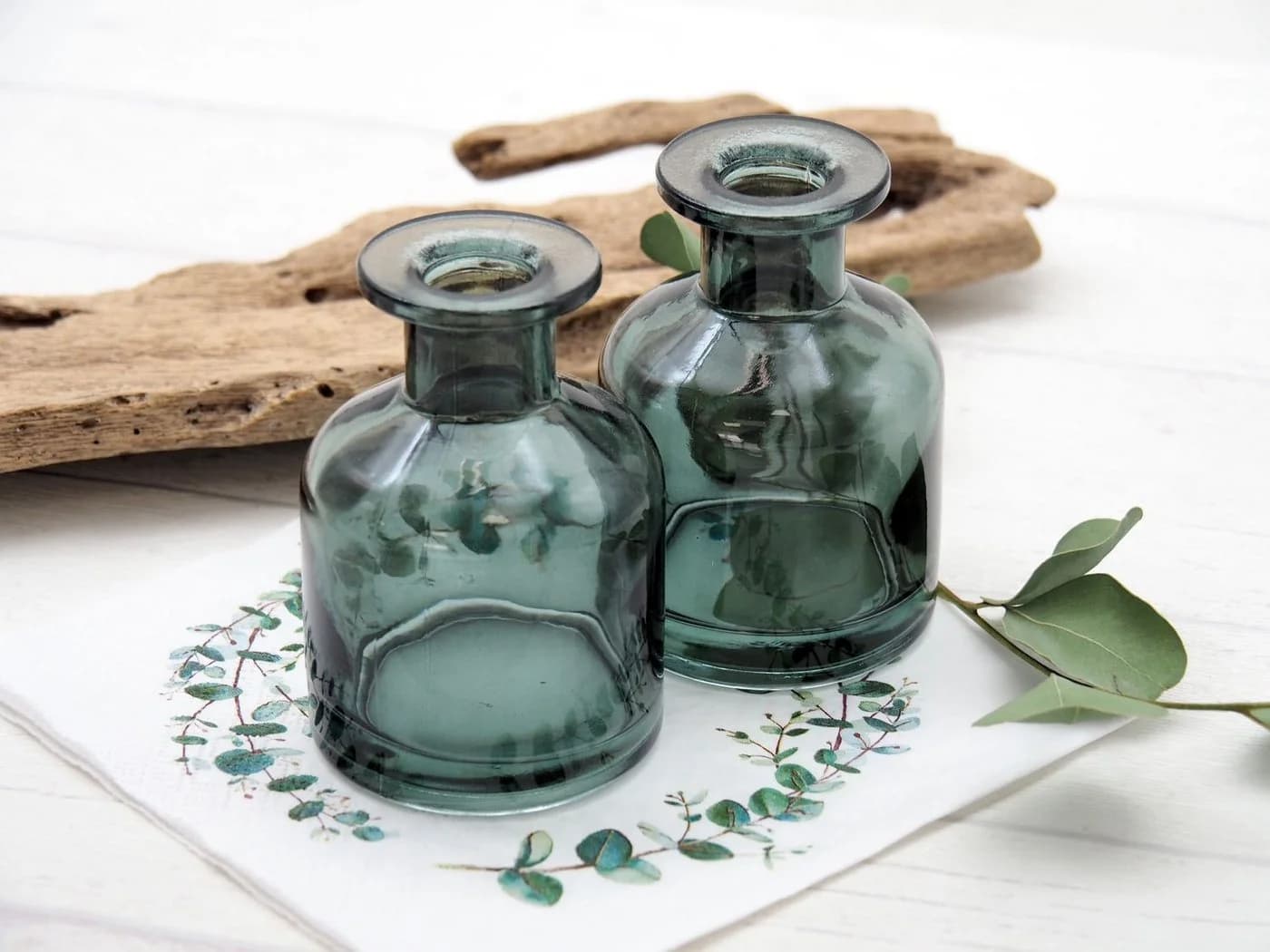 ZauberDeko Dekovase Glas Eukalyptus Grün Klein - Bild 4