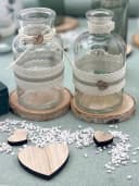 ZauberDeko Tischdeko Set Herz Salbei Eukalyptus Holz Creme Hochzeit 20 Personen Bild 5