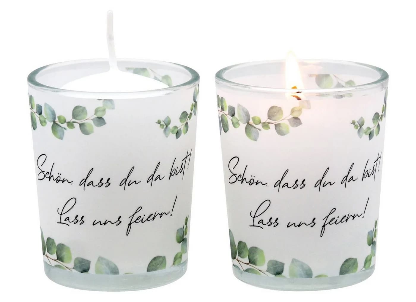 ZauberDeko Teelichthalter Windlicht Eukalyptus SET 2 Stück mit Spruch - Bild 2