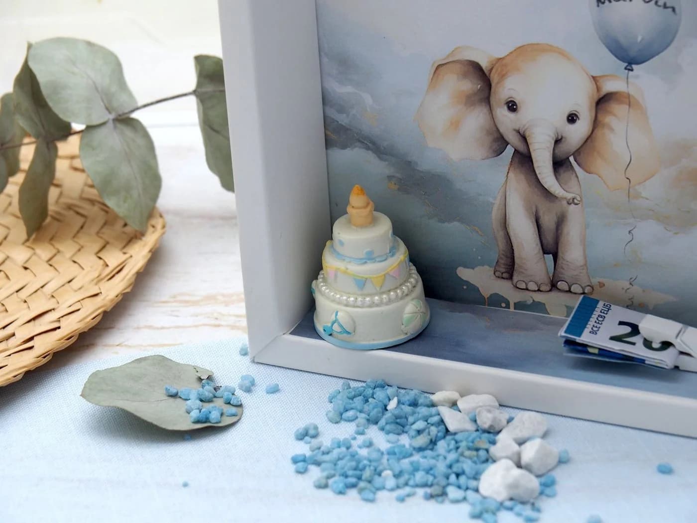 ZauberDeko Geschenkbox Taufe Geldgeschenk Elefant Blau Personalisiert - Bild 5