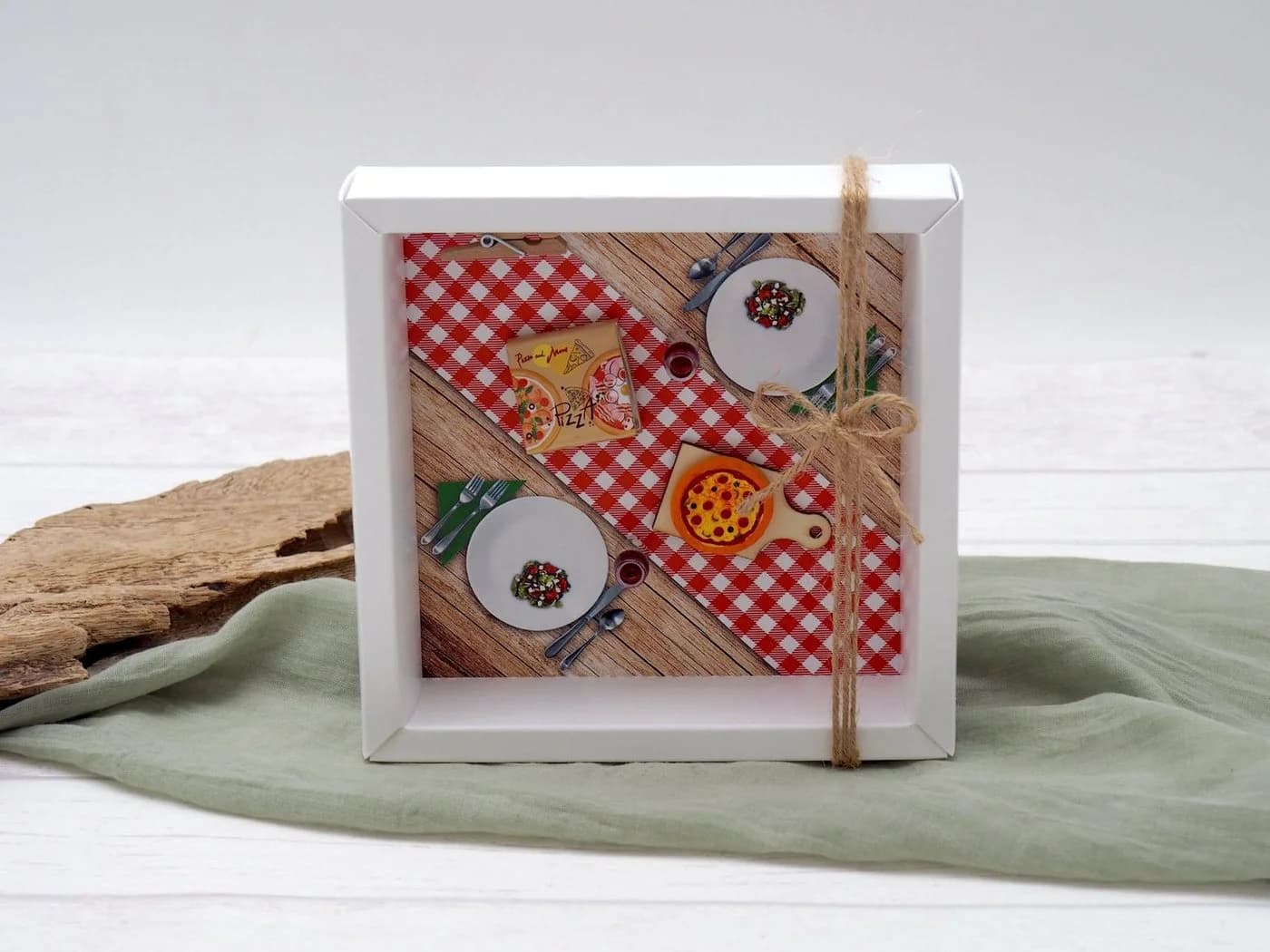 ZauberDeko Geschenkbox Geldgeschenk Pizzeria Weiß Transparent