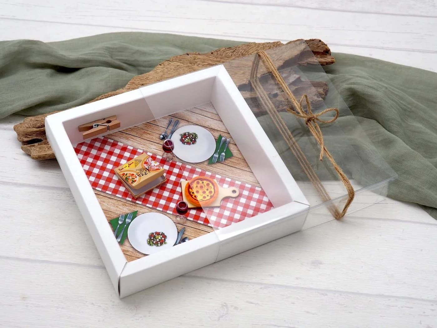 ZauberDeko Geschenkbox Geldgeschenk Pizzeria Weiß Transparent - Bild 3