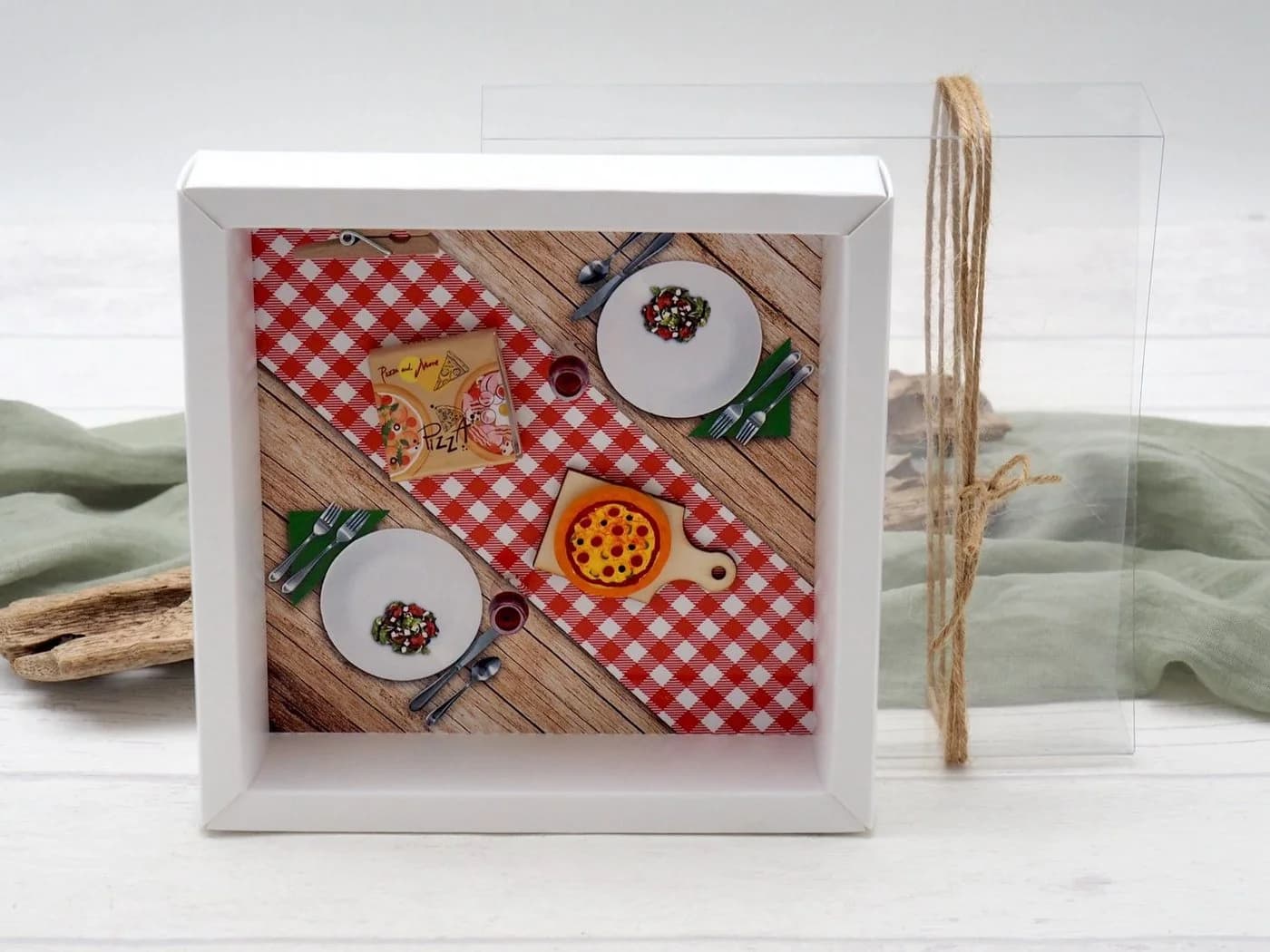 ZauberDeko Geschenkbox Geldgeschenk Pizzeria Weiß Transparent - Bild 4