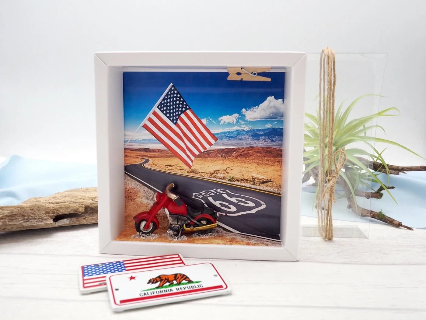ZauberDeko Geschenkbox Route 66 Weiß/Braun