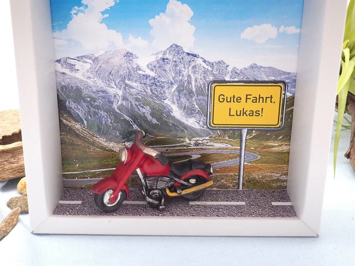 ZauberDeko Geschenkbox Geldgeschenk Verpackung Motorrad Weiß Transparent - Bild 4