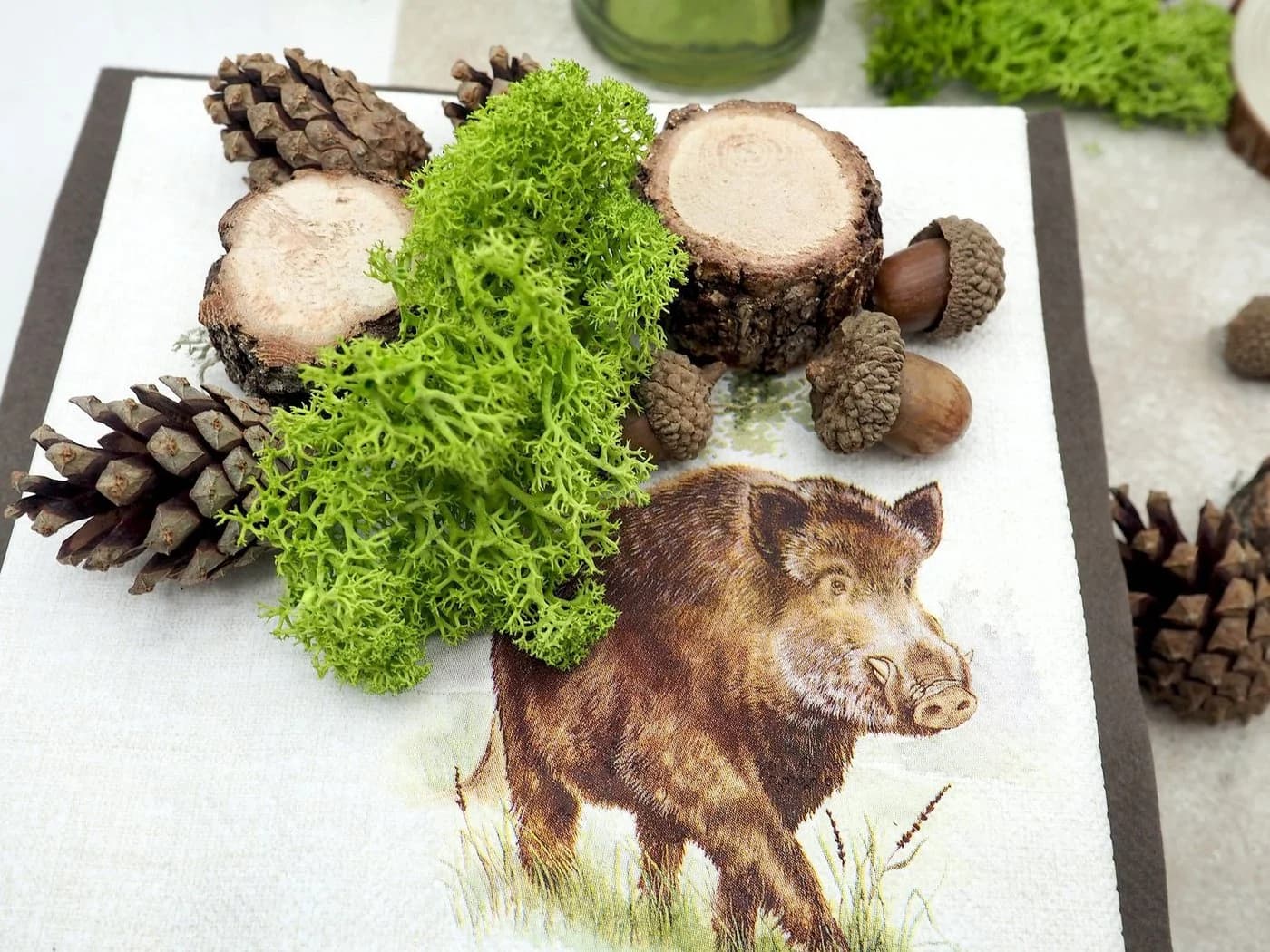 ZauberDeko Herbst Deko Set Wildschwein Tischband Servietten Streudeko - Bild 4