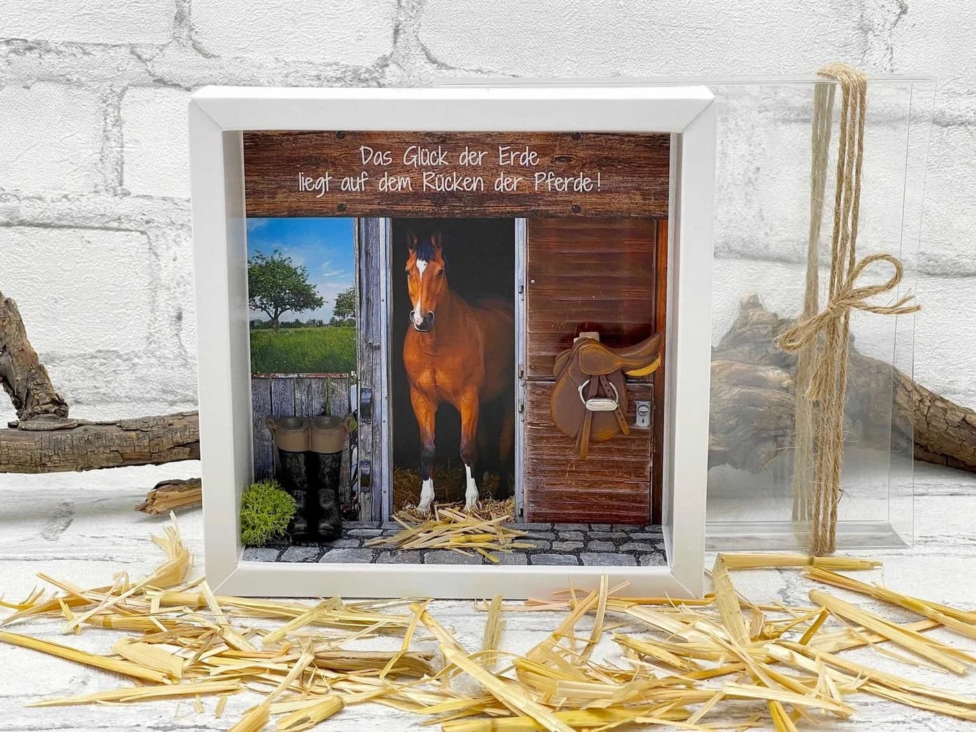 ZauberDeko Geschenkbox Geldgeschenk Reiten Pferd Weiß/Braun