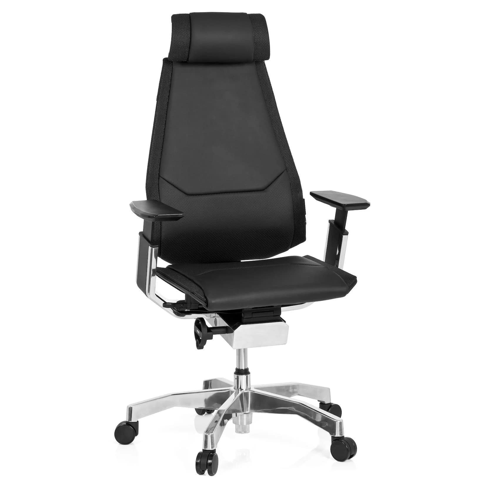 hjh OFFICE GENIDIA PRO Bürostuhl Leder Schwarz - Bild 1