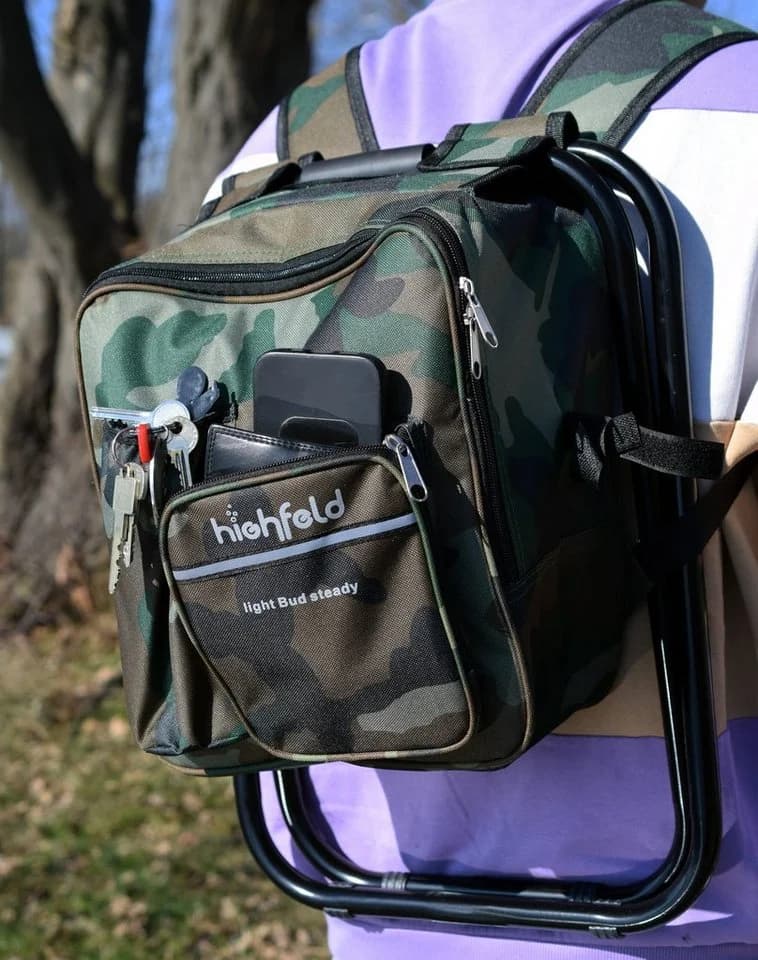 highfeld Campinghocker mit Rucksack und Kühltasche Camouflage - Bild 5