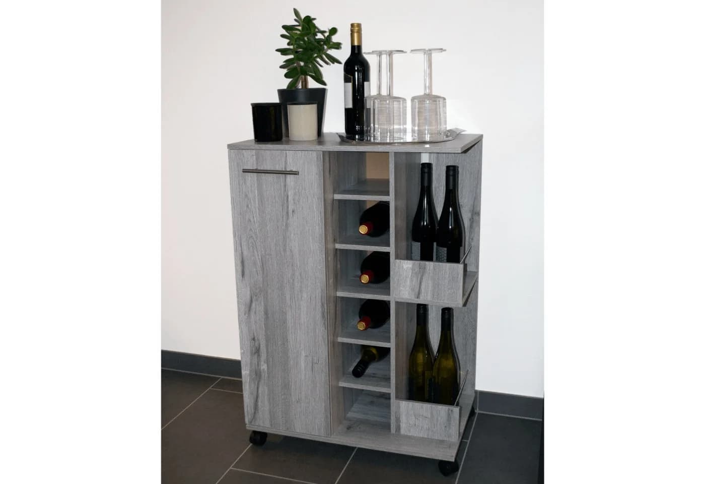 Better Home Weinschrank Grau mit Rollen für 48 Flaschen - Bild 4