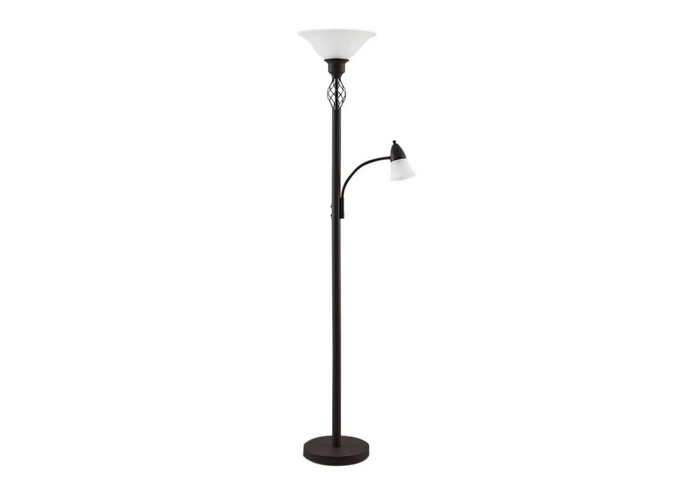 Lucande Stehlampe Dunja, Metall, Braun, Landhausstil, Leselampe - Bild 2