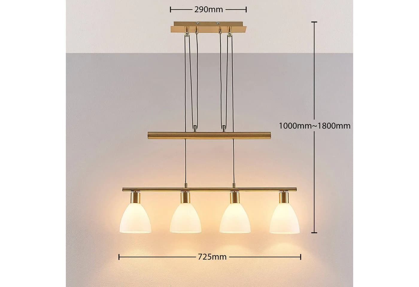 Lindby Hängelampe Simeon Messingfarben Glas 73 cm E14 - Bild 5