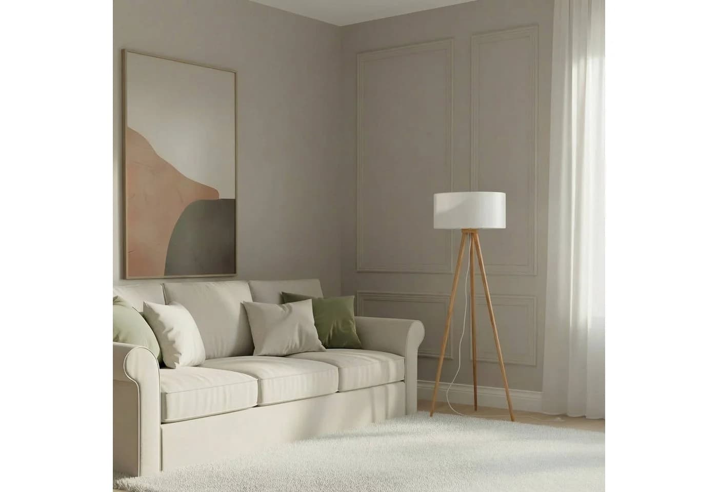 Lindby Stehleuchte Charlia Holz Stoff 150cm - Bild 4