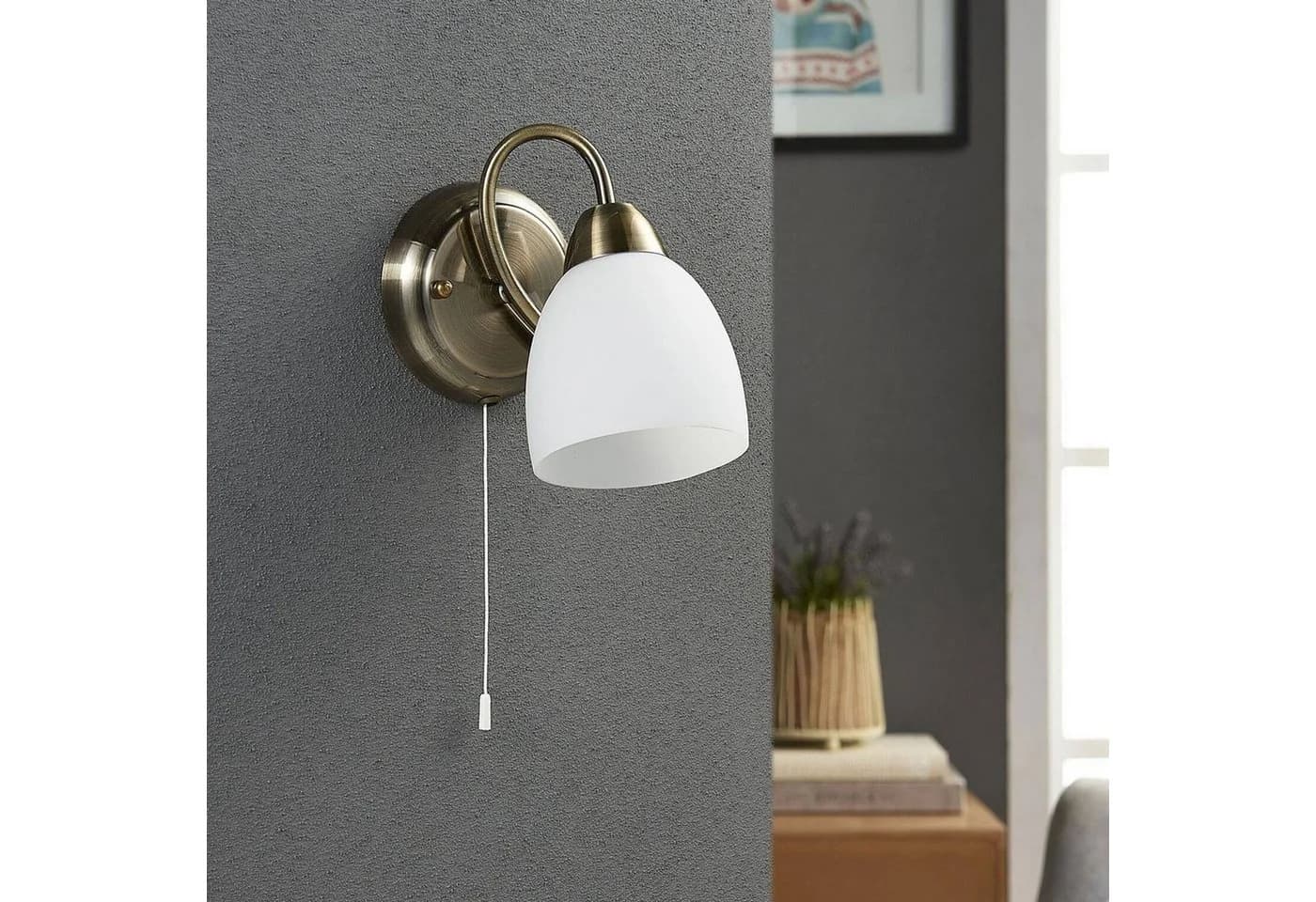 Lindby Wandleuchte Mael Glas Bronze IP20 1x40W - Bild 3