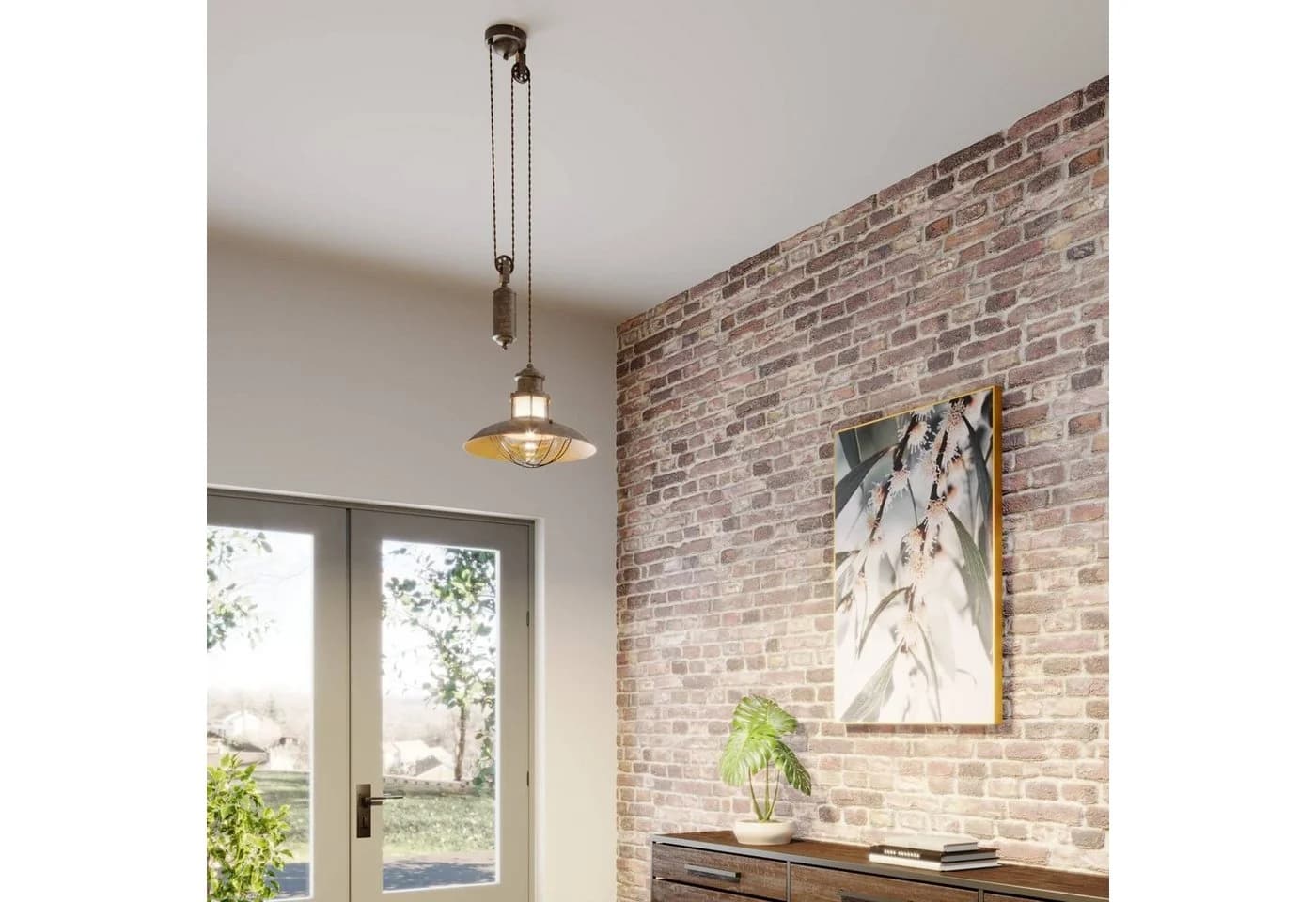 Lindby Hängeleuchte Louisanne Braun Metall Glas LED