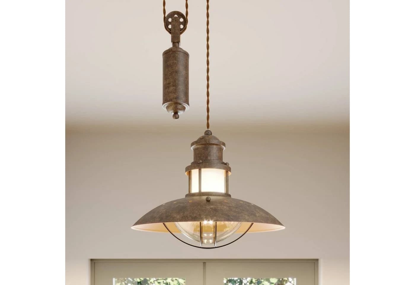 Lindby Hängeleuchte Louisanne Braun Metall Glas LED - Bild 2