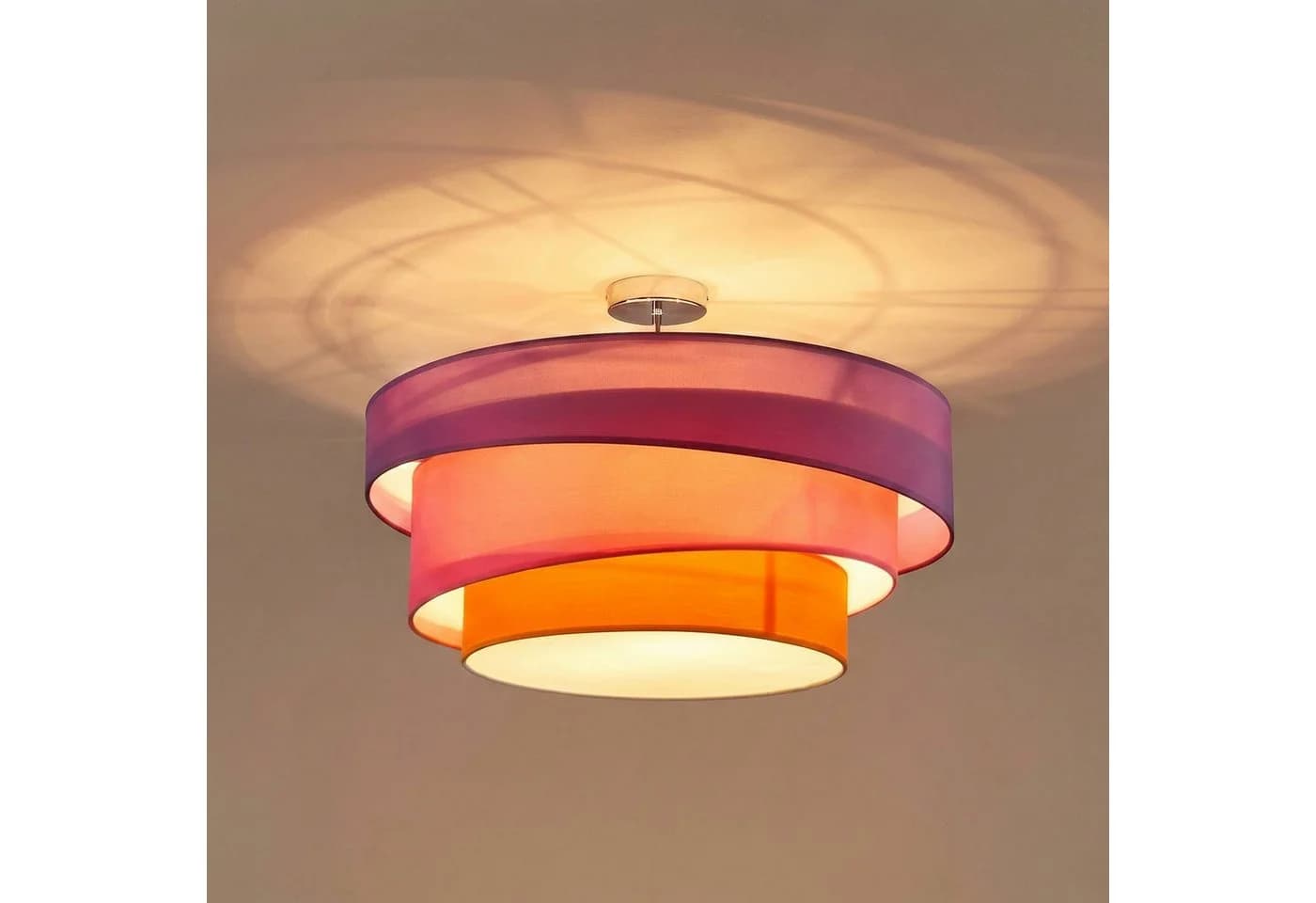 Lindby Deckenlampe Melia Violett/Pink/Orange Textil Ø56cm - Bild 2