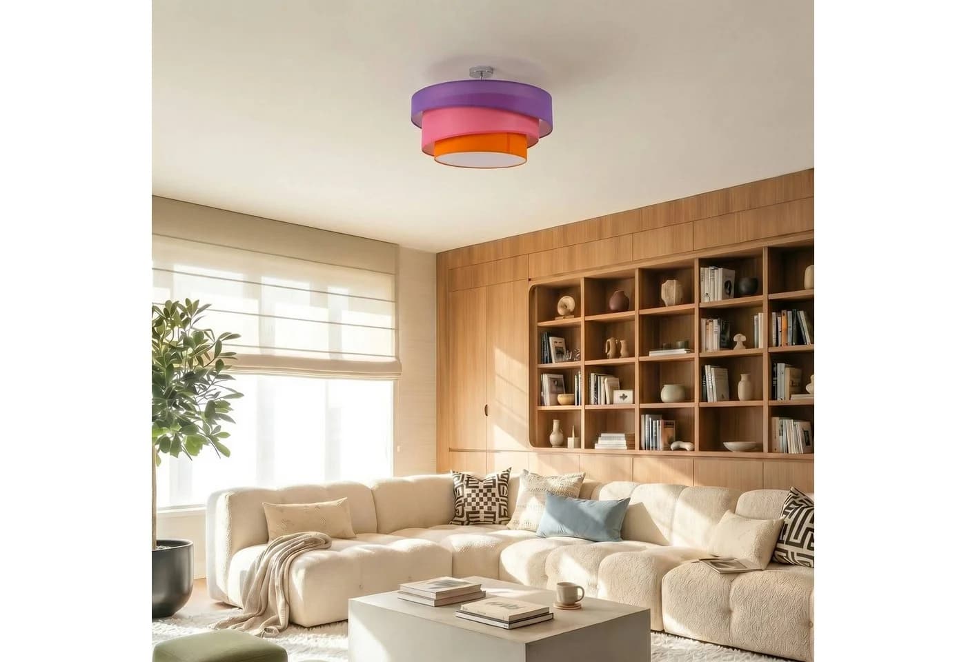 Lindby Deckenlampe Melia Violett/Pink/Orange Textil Ø56cm - Bild 3