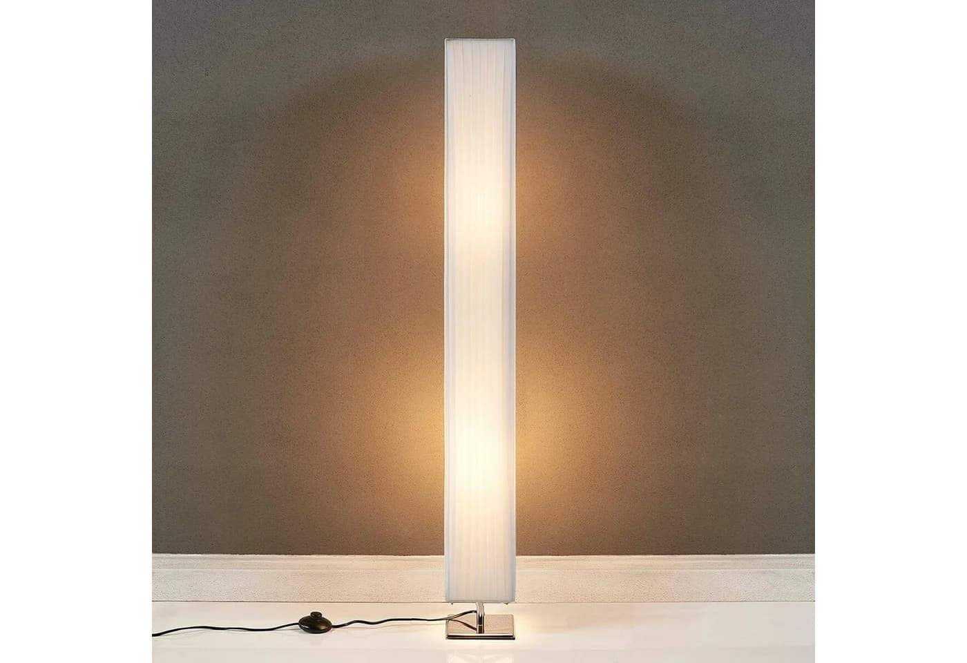 Lindby Stehlampe Janno Weiß Baumwollstoff Fußschalter 2x60W - Bild 4