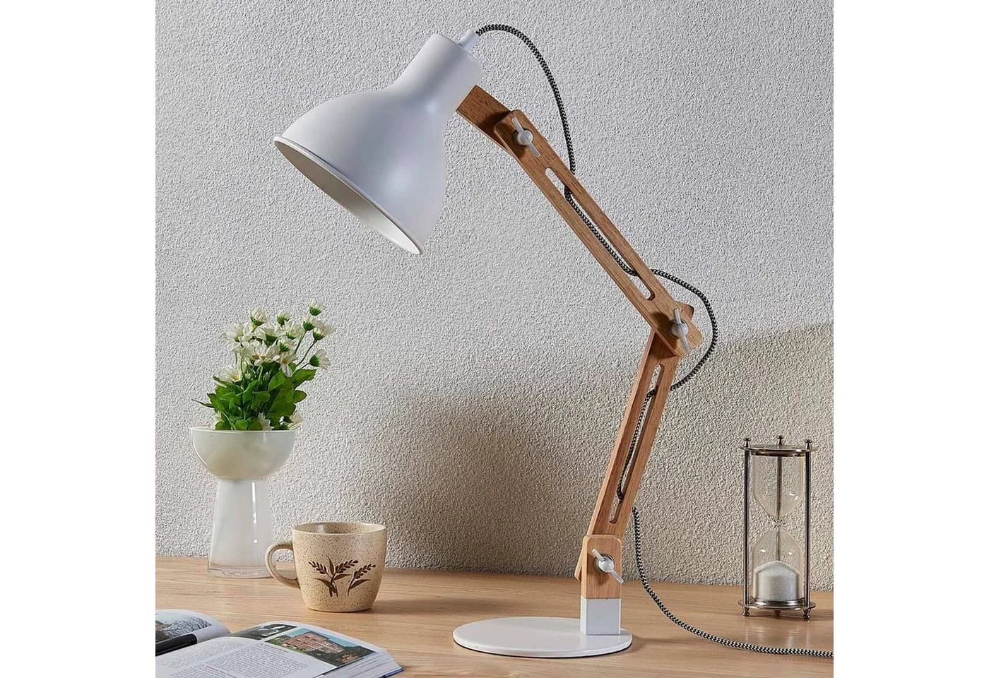 Lindby Schreibtischlampe Shivanja Holz IP20 15 W LED