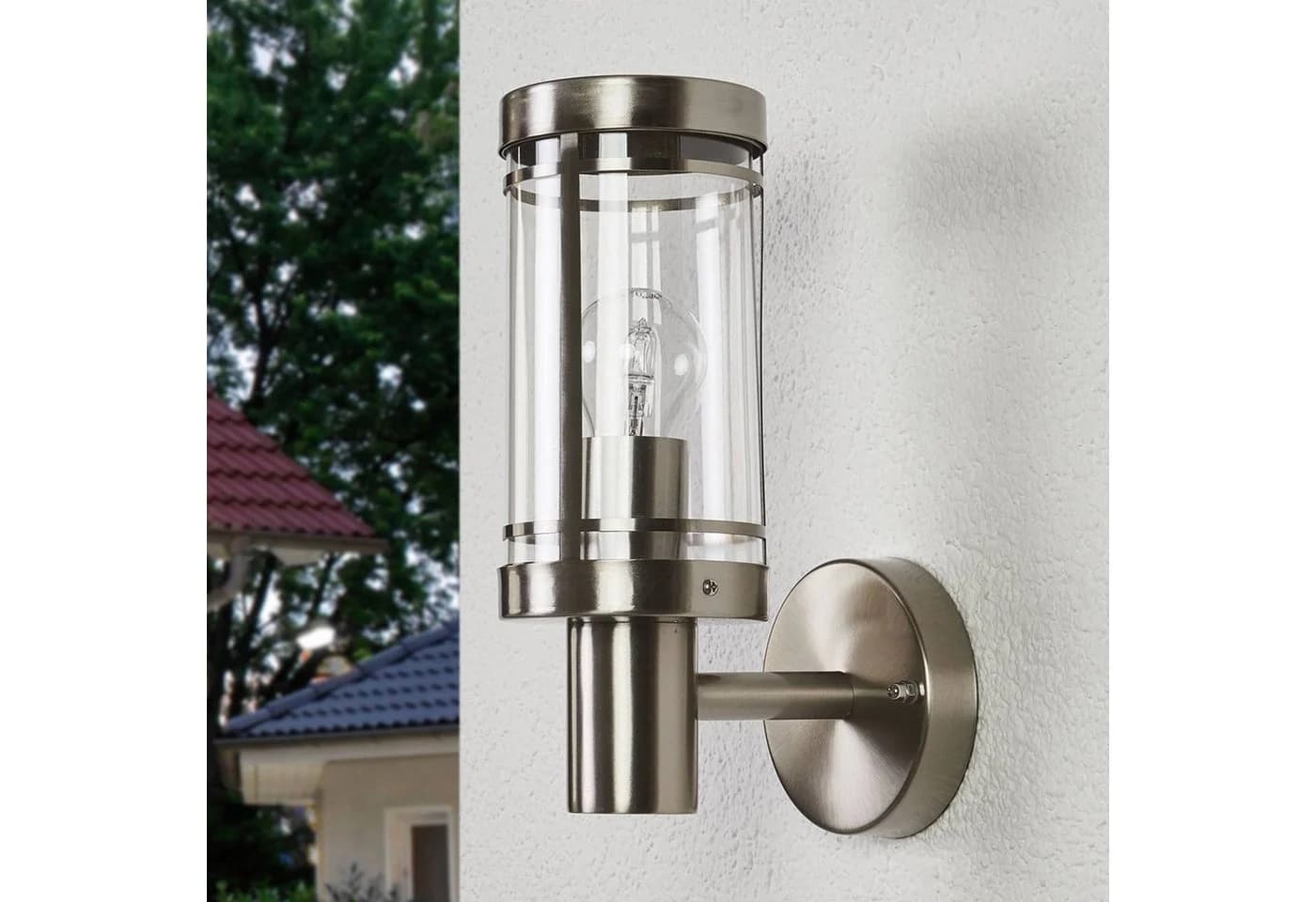 Lindby Außen-Wandleuchte Djori Edelstahl 1x15W LED IP44 - Bild 3