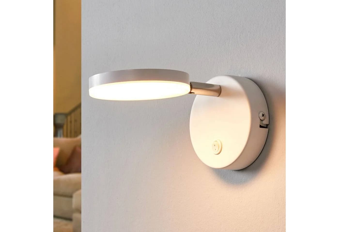 Lindby LED-Wandlampe Milow, weiß, Schalter