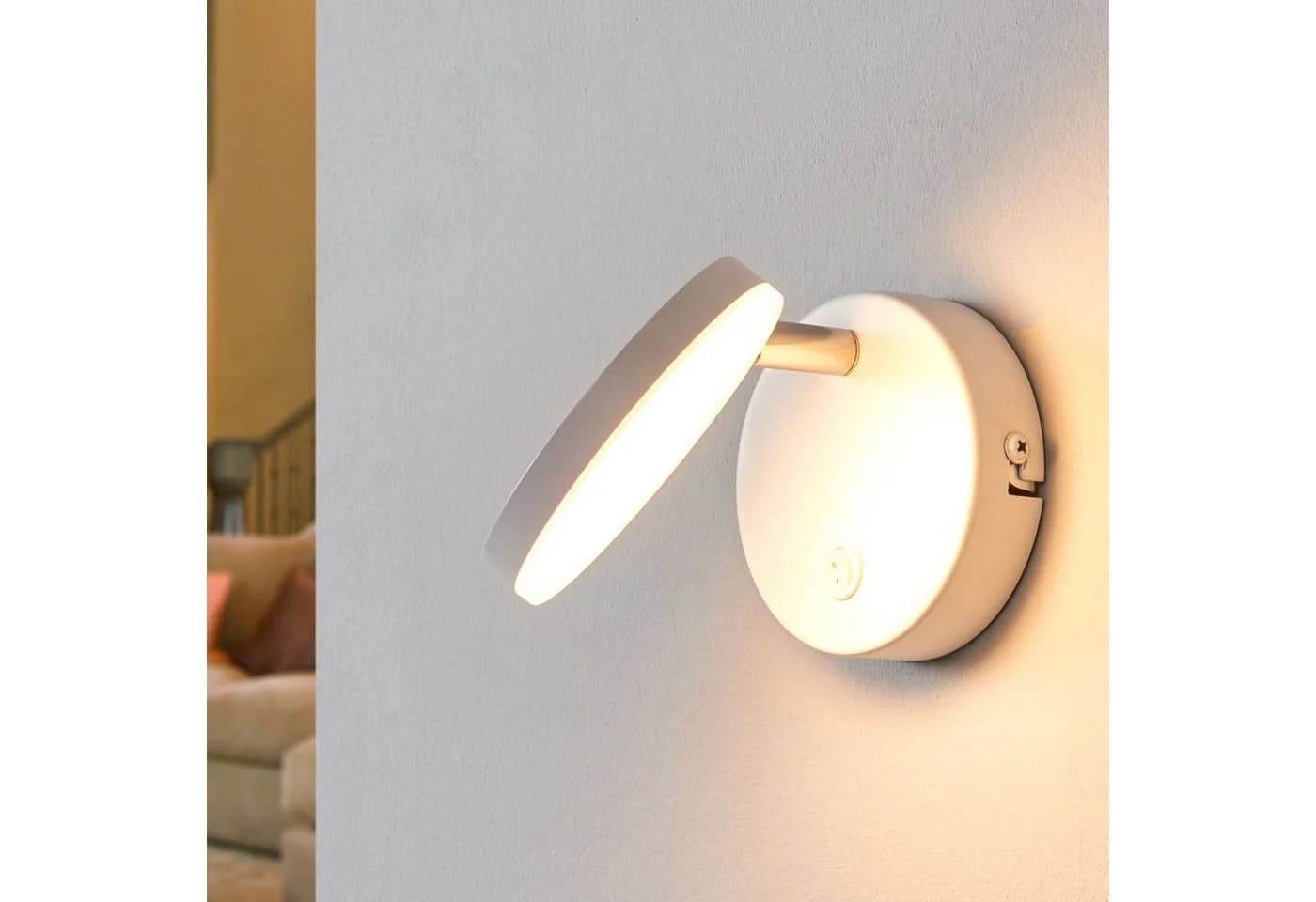 Lindby LED-Wandlampe Milow, weiß, Schalter - Bild 4