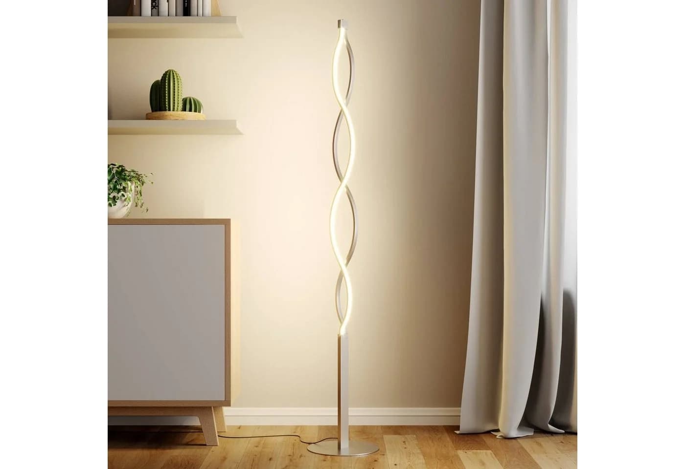 Lindby Stehlampe Auron LED 2x10W Memorydimmer Grau/Weiss