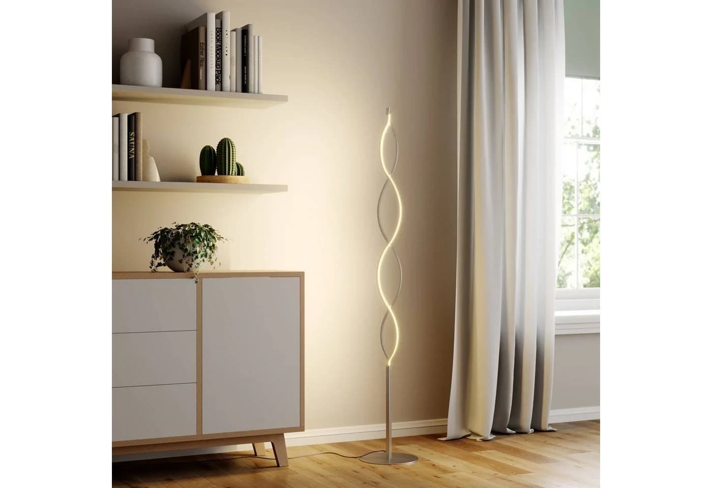 Lindby Stehlampe Auron LED 2x10W Memorydimmer Grau/Weiss - Bild 3