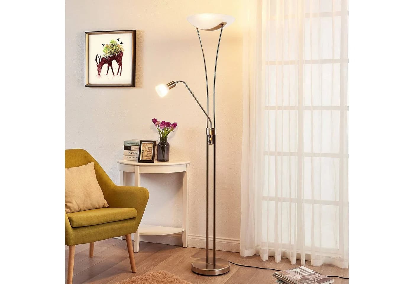 Lindby Stehlampe Felicia Nickel 180 cm LED - Bild 1