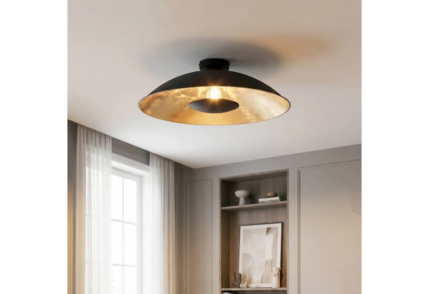 Lindby Deckenlampe Emilienne Schwarz/Gold Metall 60 cm