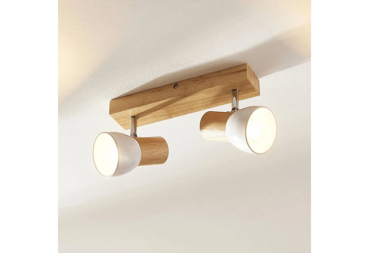 Lindby Deckenstrahler Thorin Weiß Holz IP20